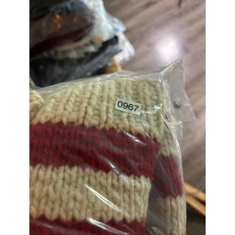 Vintage USA Flag American Hand Made In Ecuador 100% Combed Wool Striped Sweater